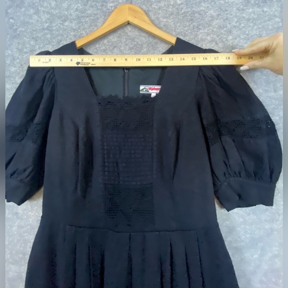 Alphorn Vintage Dress Size EU42/US10 Black Linen Blend Maxi‎ Austria Whimsygoth - Picture 15 of 16